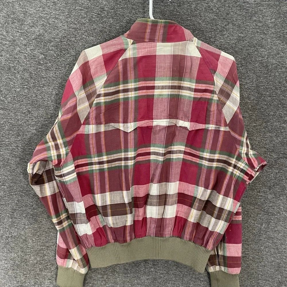 Vintage Polo Ralph Lauren Jacket Mens Large Red Plaid Madras Full Zip Bomber